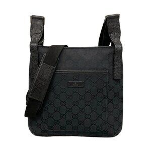 Auth GUCCI GG 122793 Black Jacquard Leather - Shoulder Bag